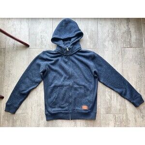 Quiksilver Boys Youth Keller Zip-Up Navy Fleece Sweatshirt Hoodie L 14 Excellent
